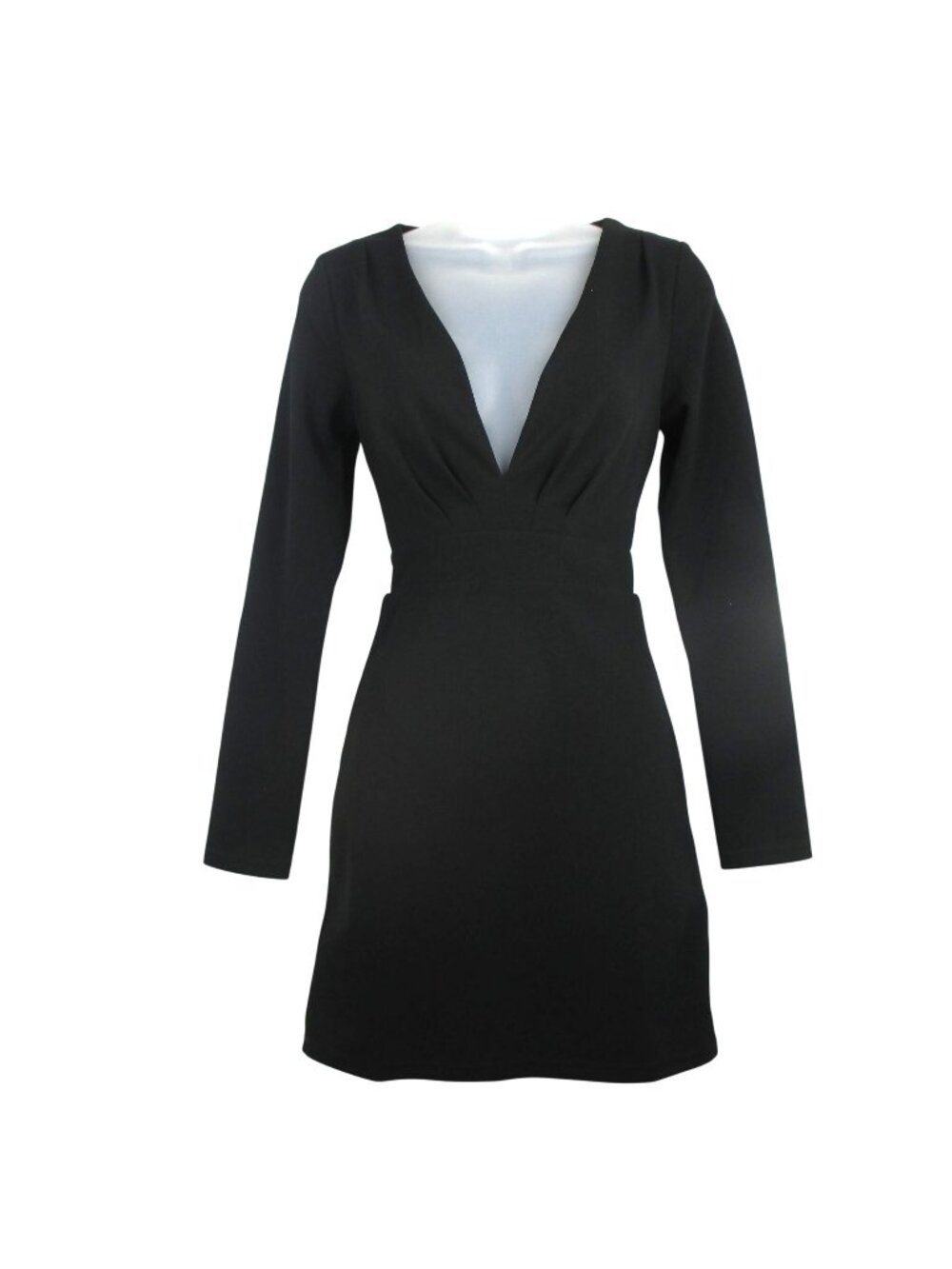 Lulus Black Long Sleeve V-Neck Mini Dress XS Polyester Blend Romantic